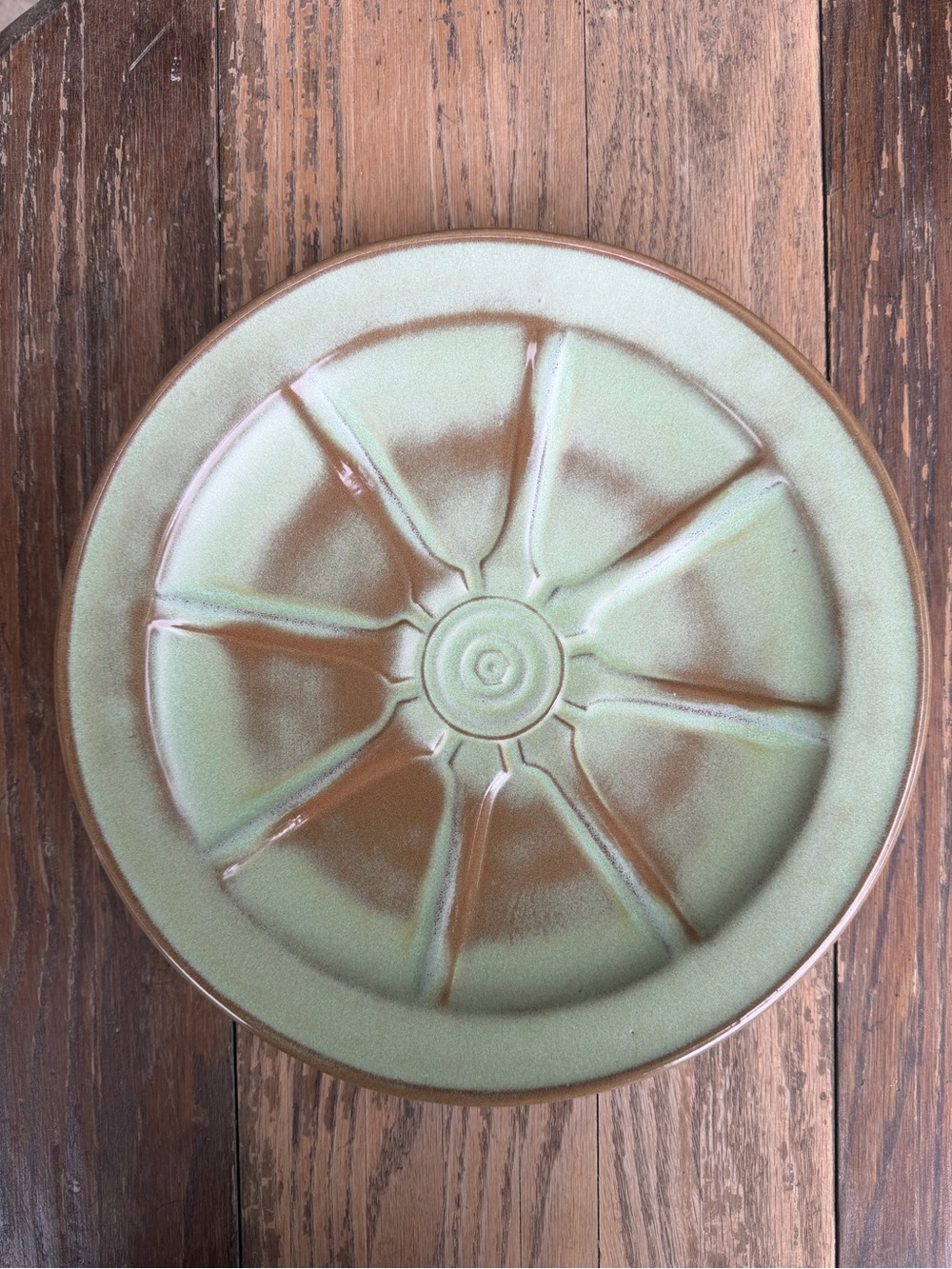 Frankoma 94FL Wagon Wheel Prairie Green Dinner Plat